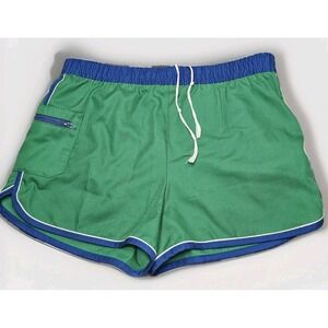 Vintage Donmoor Run Swim‎ Trunks Women's Size Medium Green Blue Stripes 80's USA